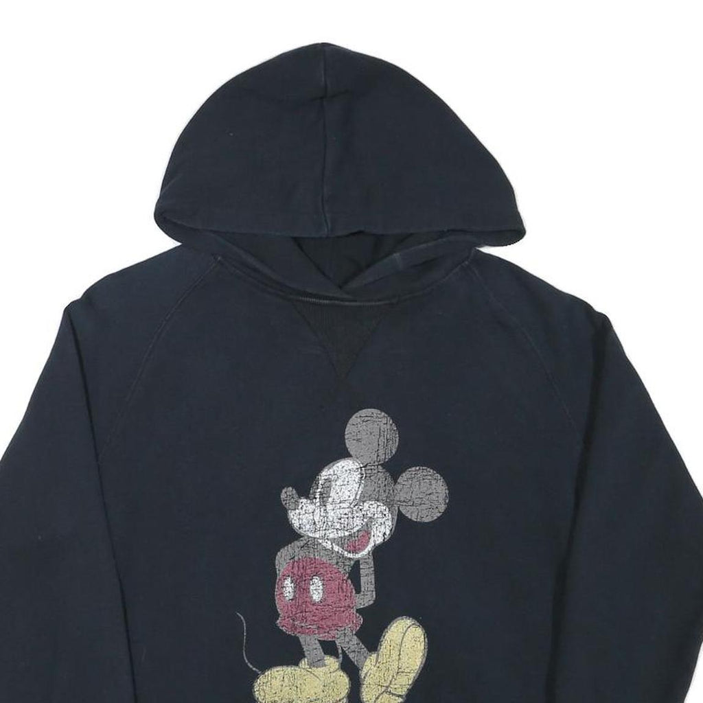 DISNEY Womens Black Mickey Mouse Graphic Pullover Hoodie M Cotton Blend
