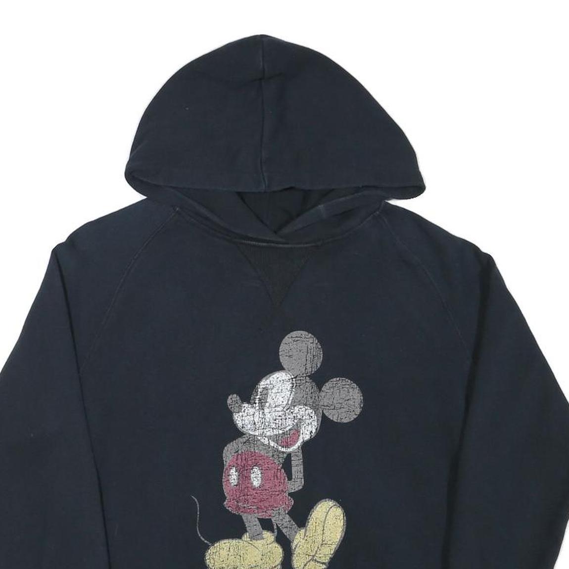 DISNEY Womens Black Mickey Mouse Graphic Pullover Hoodie M Cotton Blend