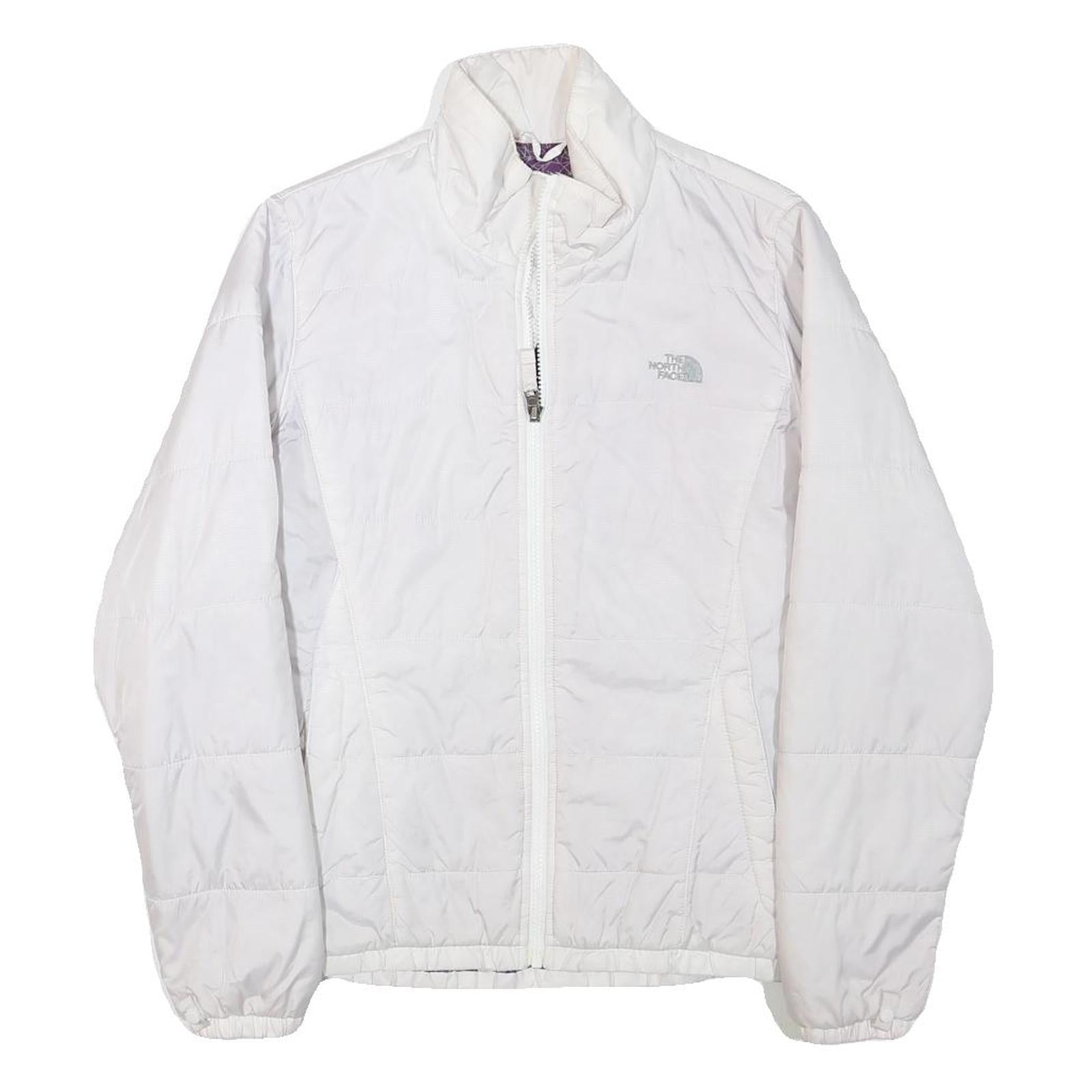 THE NORTH FACE Womens White Jacket M Polyester Blend Plain Outdoor Zip Warm