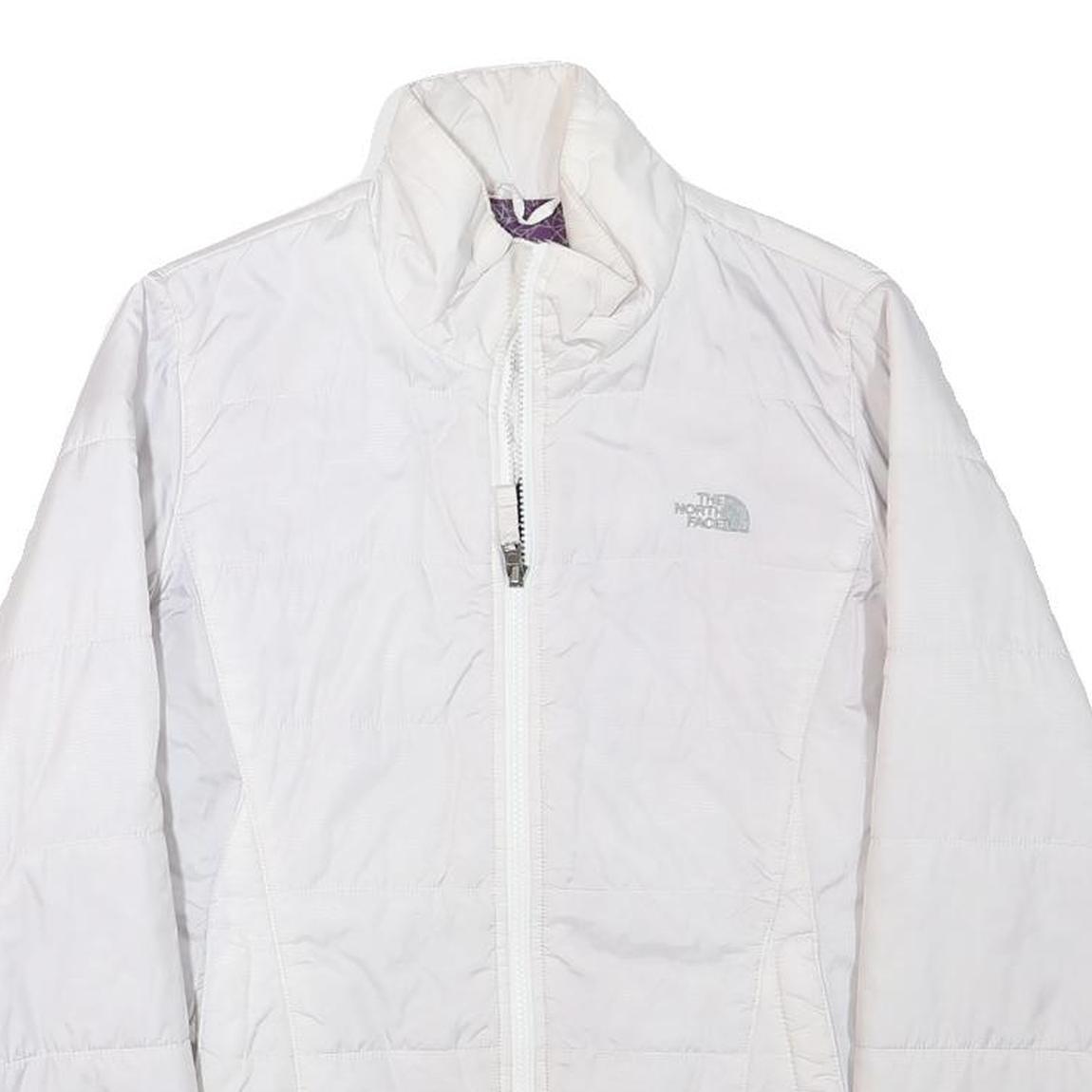THE NORTH FACE Womens White Jacket M Polyester Blend Plain Outdoor Zip Warm