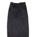 Pleated Striped Womens Trousers Black Loose Tapered W27 L30
