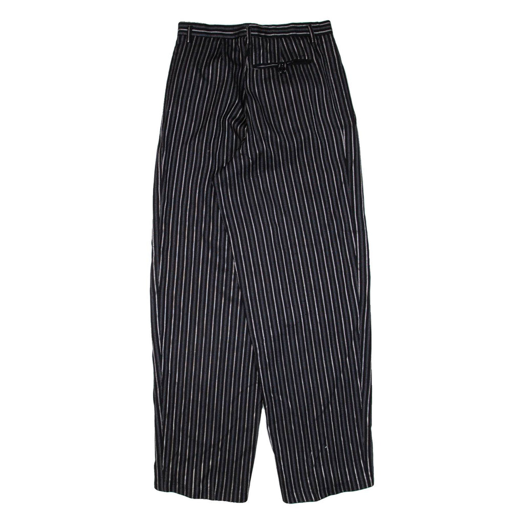 Pleated Striped Womens Trousers Black Loose Tapered W27 L30