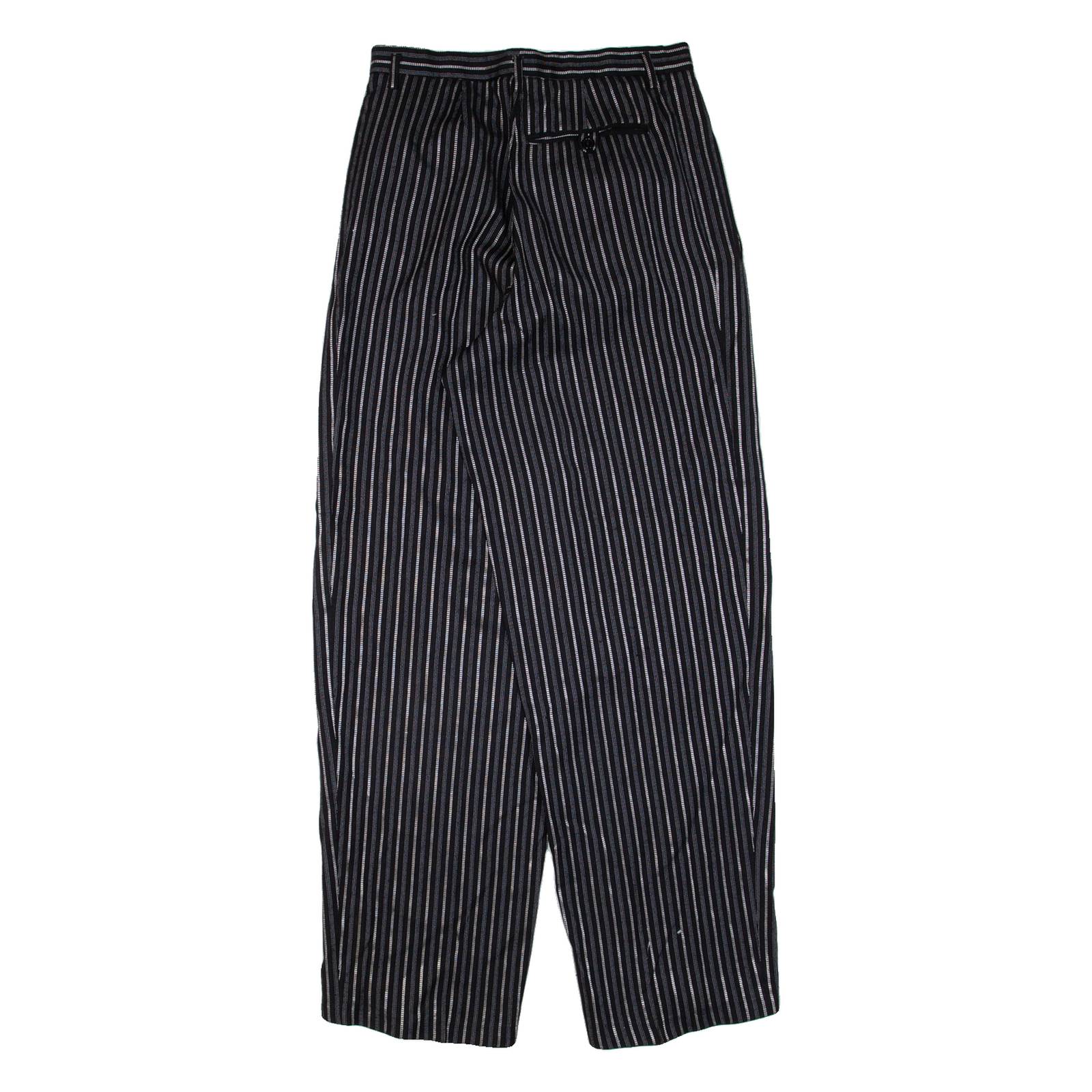 Pleated Striped Womens Trousers Black Loose Tapered W27 L30