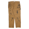 CARHARTT Mens Cotton Blend Brown Relaxed Tapered Trousers W36 L32 Workwear