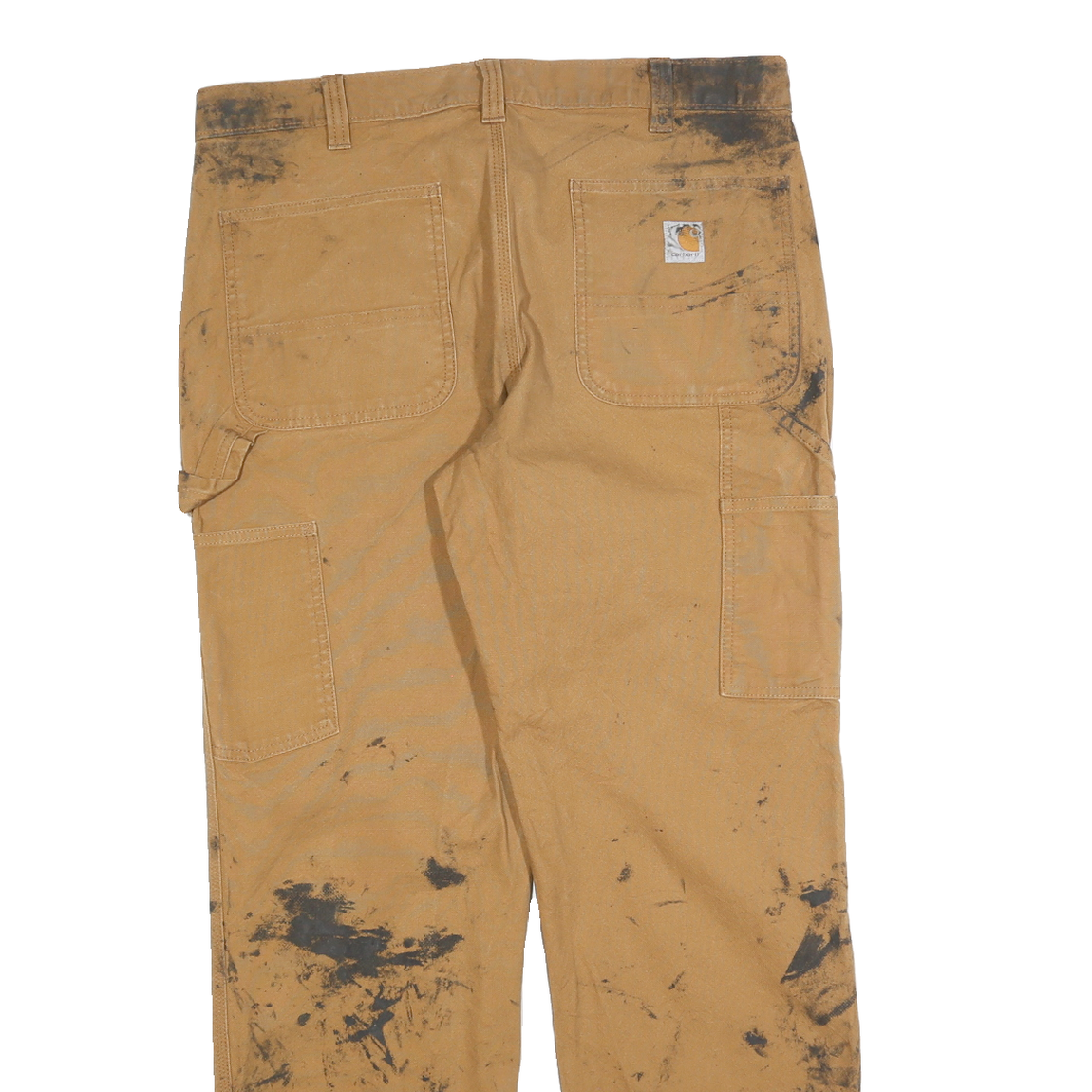 CARHARTT Mens Cotton Blend Brown Relaxed Tapered Trousers W36 L32 Workwear