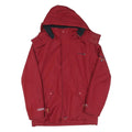 Mens Red Polyester Blend Hooded Jacket S Zip Plain Lightweight Outdoor Wear