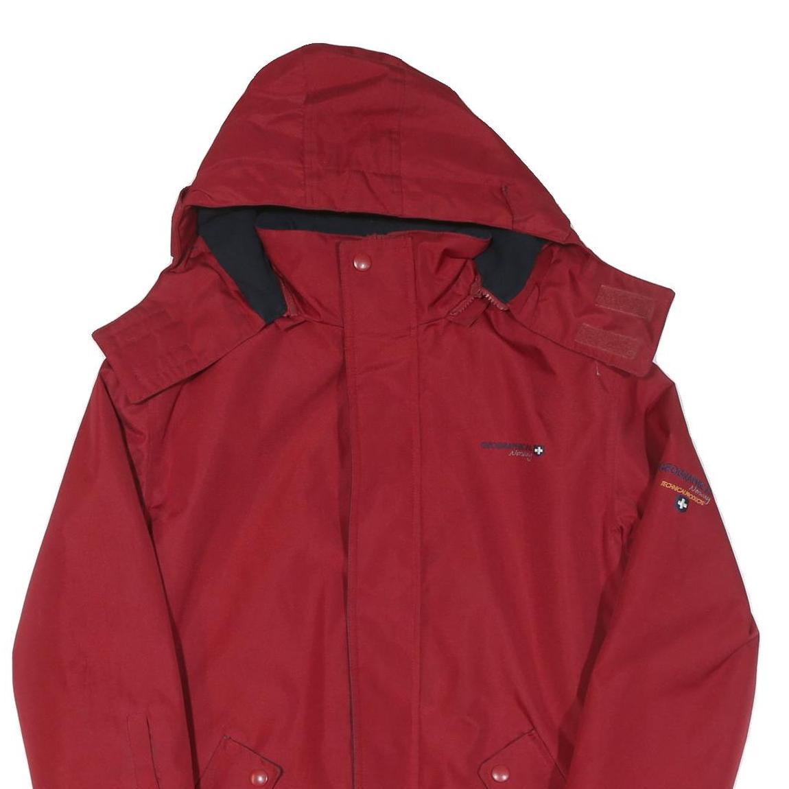 Mens Red Polyester Blend Hooded Jacket S Zip Plain Lightweight Outdoor Wear