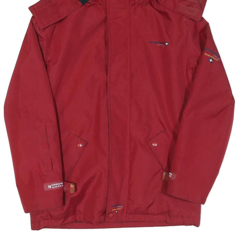 Mens Red Polyester Blend Hooded Jacket S Zip Plain Lightweight Outdoor Wear