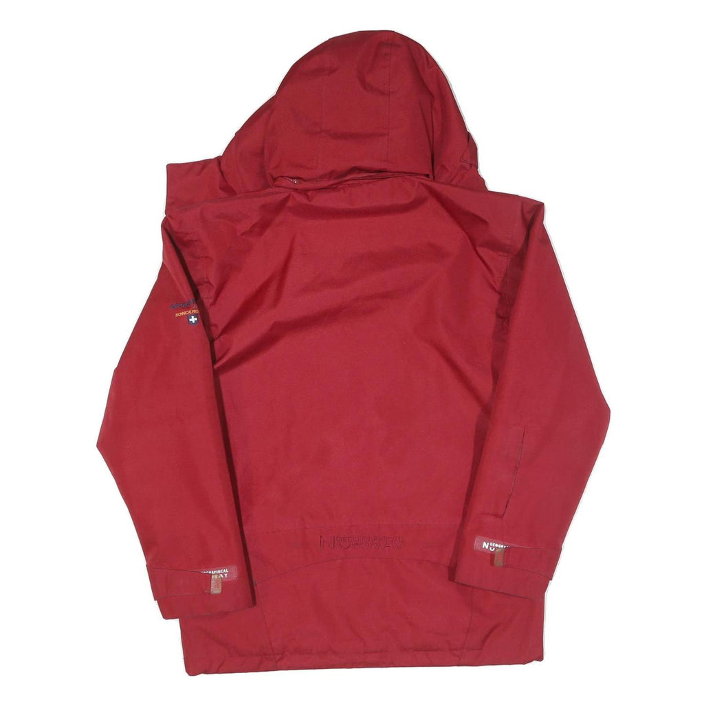 Mens Red Polyester Blend Hooded Jacket S Zip Plain Lightweight Outdoor Wear