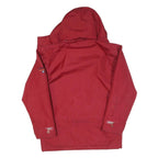 Mens Red Polyester Blend Hooded Jacket S Zip Plain Lightweight Outdoor Wear