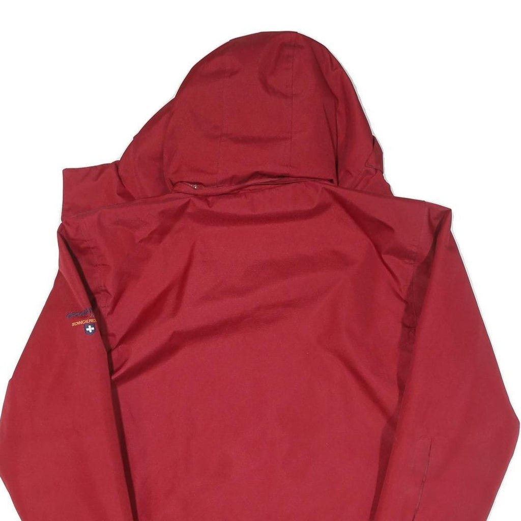 Mens Red Polyester Blend Hooded Jacket S Zip Plain Lightweight Outdoor Wear