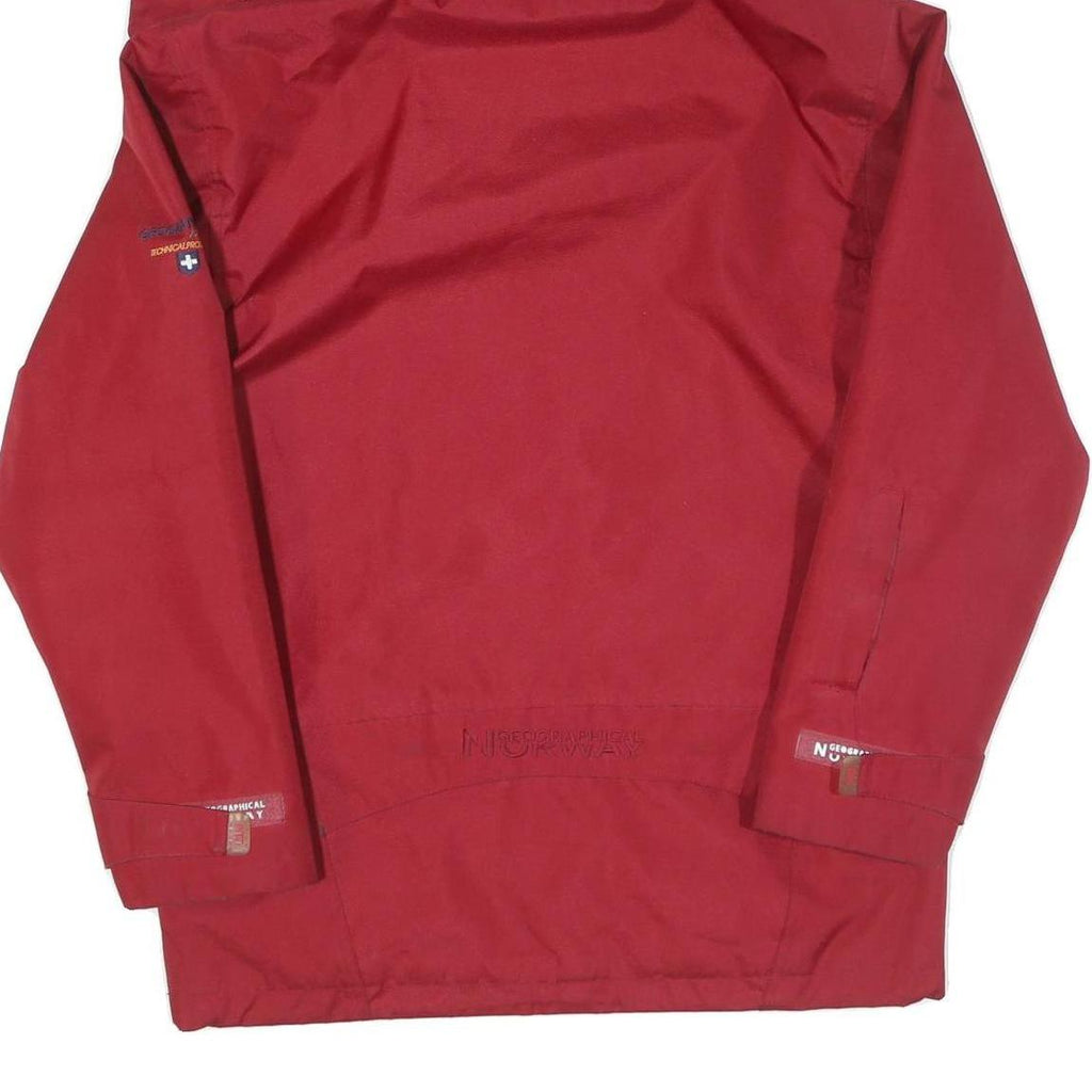 Mens Red Polyester Blend Hooded Jacket S Zip Plain Lightweight Outdoor Wear