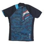 REEBOK Mens Blue & Black Graphic T-Shirt L Short Sleeve Crew Neck Sports