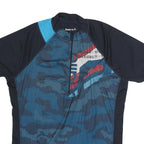 REEBOK Mens Blue & Black Graphic T-Shirt L Short Sleeve Crew Neck Sports