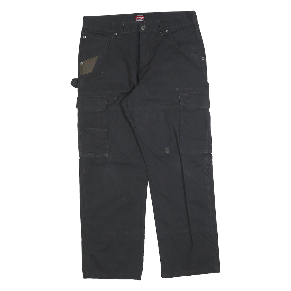 WRANGLER Mens Black Cotton Blend Regular Cargo Work Trousers W32 L30