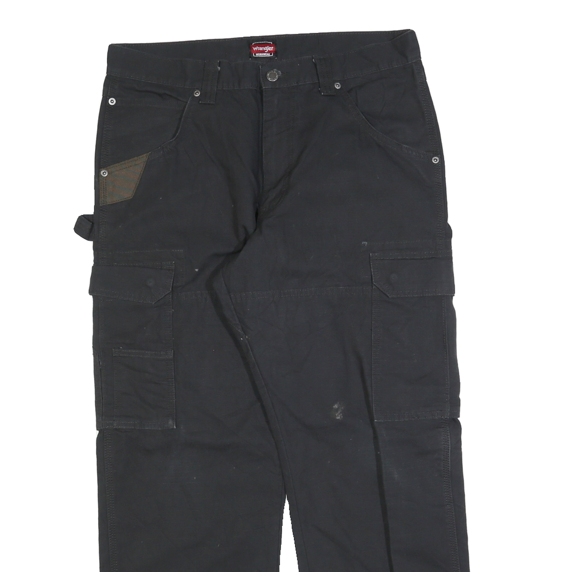 WRANGLER Mens Black Cotton Blend Regular Cargo Work Trousers W32 L30