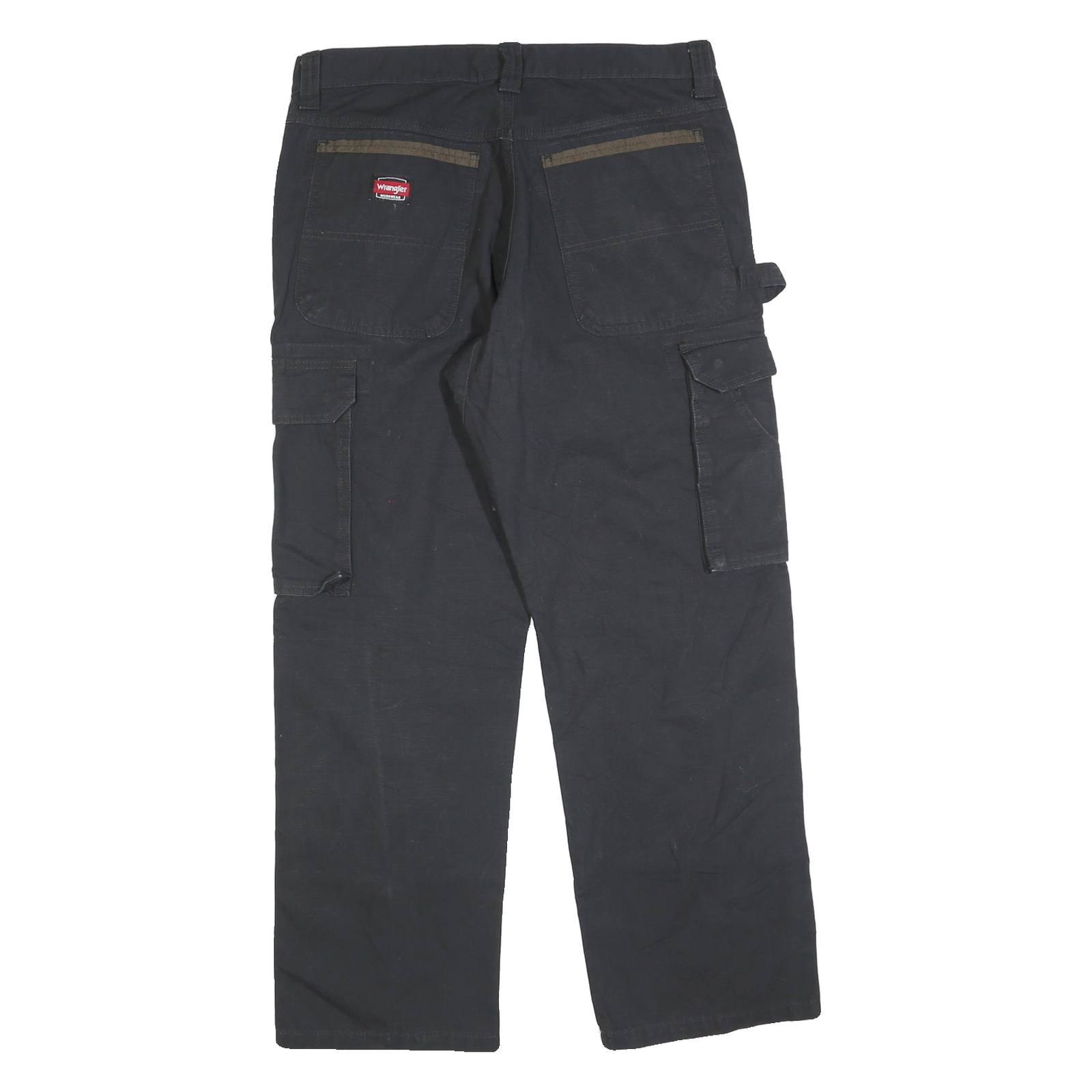 WRANGLER Mens Black Cotton Blend Regular Cargo Work Trousers W32 L30