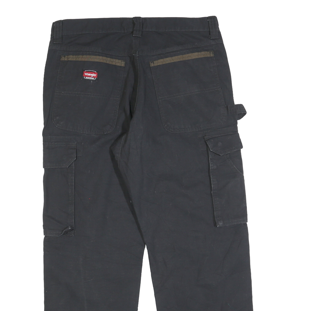 WRANGLER Mens Black Cotton Blend Regular Cargo Work Trousers W32 L30