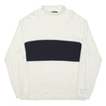 NAUTICA Mens White & Navy Plain Pullover Crew Neck Basic Knit XL Jumper Cotton