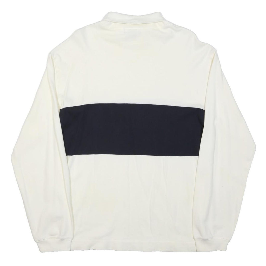 NAUTICA Mens White & Navy Plain Pullover Crew Neck Basic Knit XL Jumper Cotton