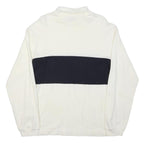 NAUTICA Mens White & Navy Plain Pullover Crew Neck Basic Knit XL Jumper Cotton