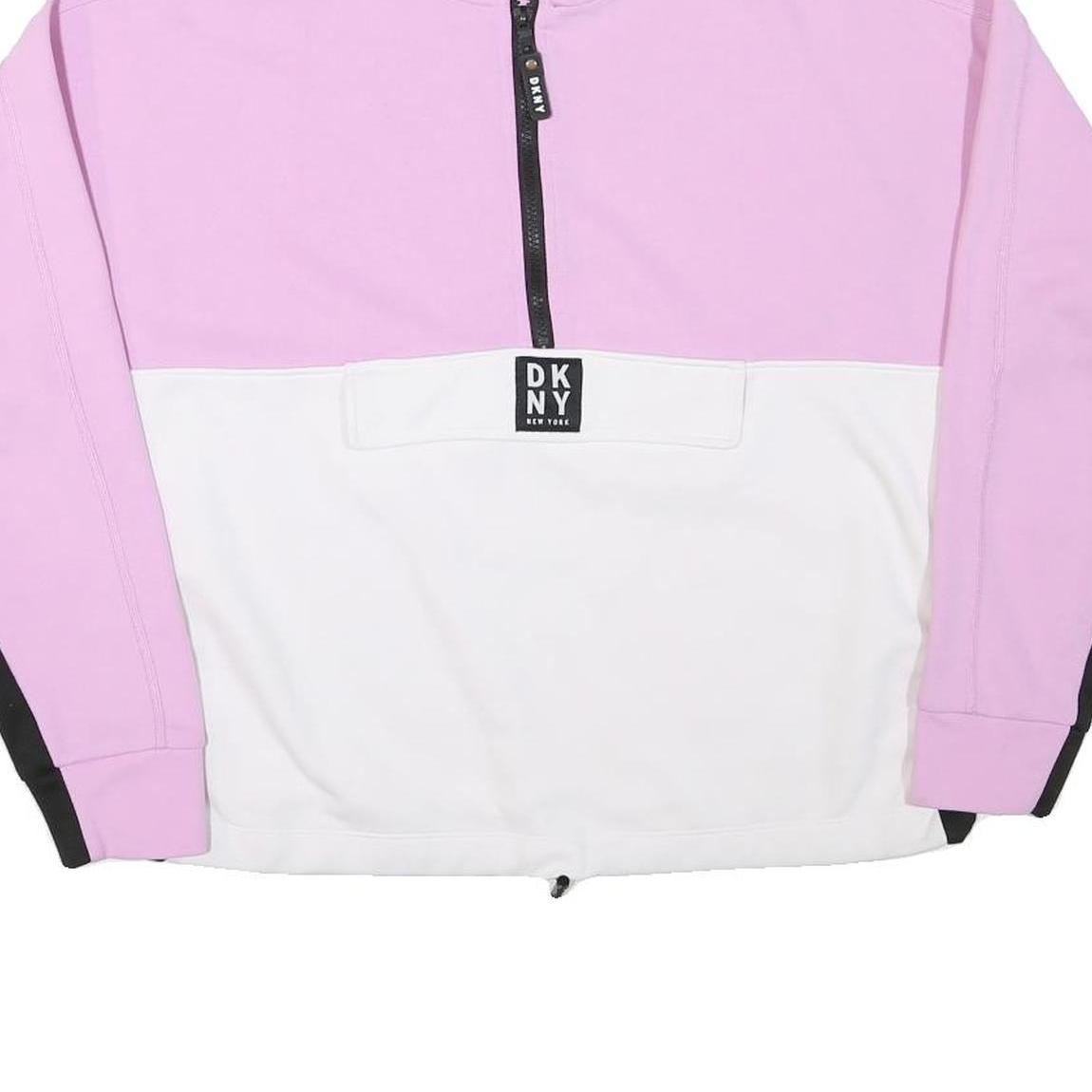 DKNY Womens Pink & White Colourblock Half Zip L Sweatshirt Outerwear
