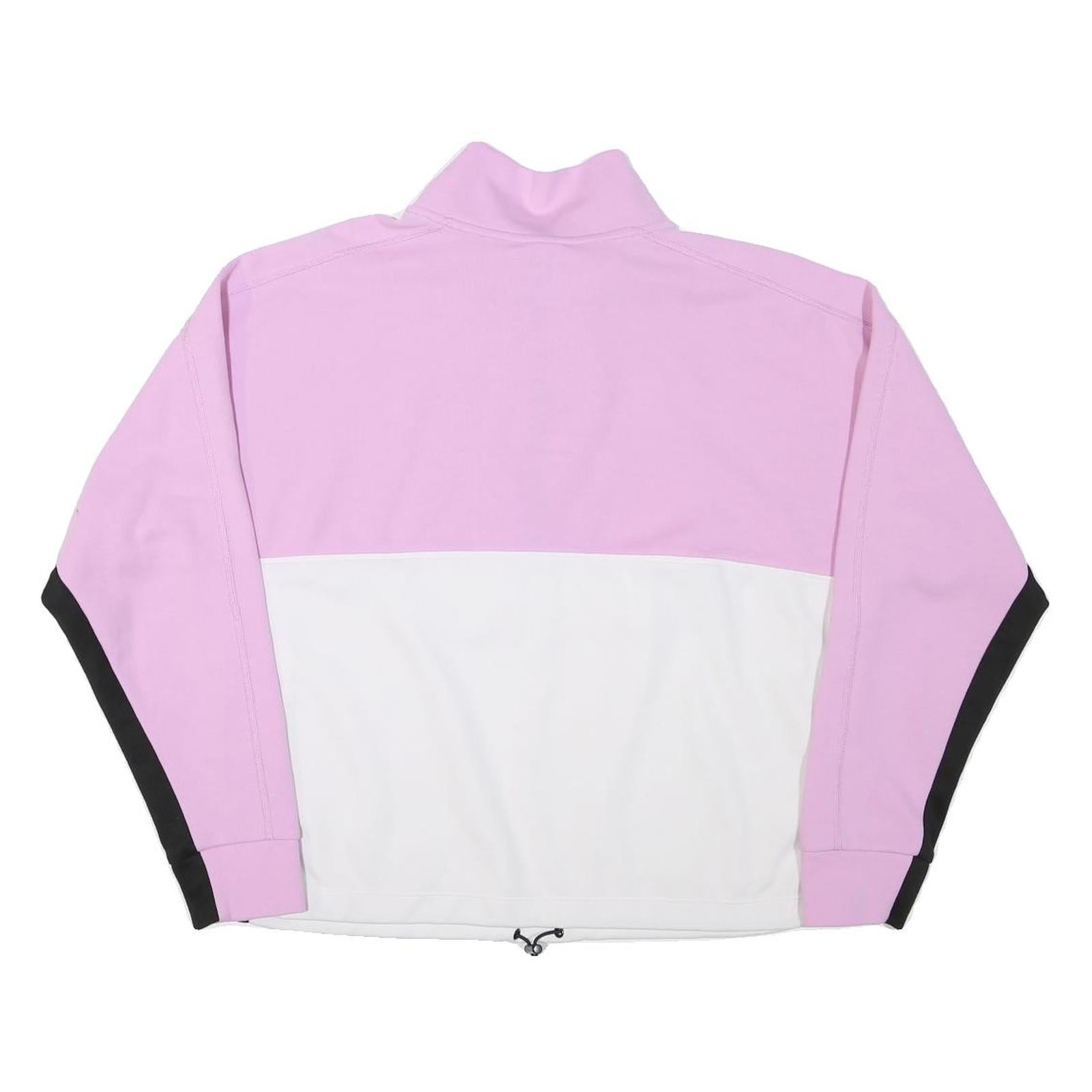 DKNY Womens Pink & White Colourblock Half Zip L Sweatshirt Outerwear