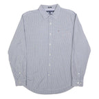 TOMMY HILFIGER Mens Blue Check Shirt L Cotton Blend Long Sleeve Button Collar