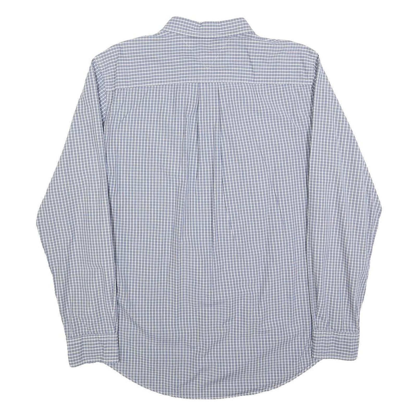 TOMMY HILFIGER Mens Blue Check Shirt L Cotton Blend Long Sleeve Button Collar