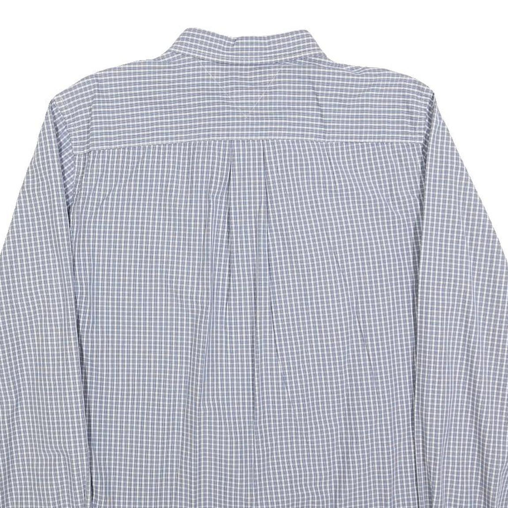 TOMMY HILFIGER Mens Blue Check Shirt L Cotton Blend Long Sleeve Button Collar