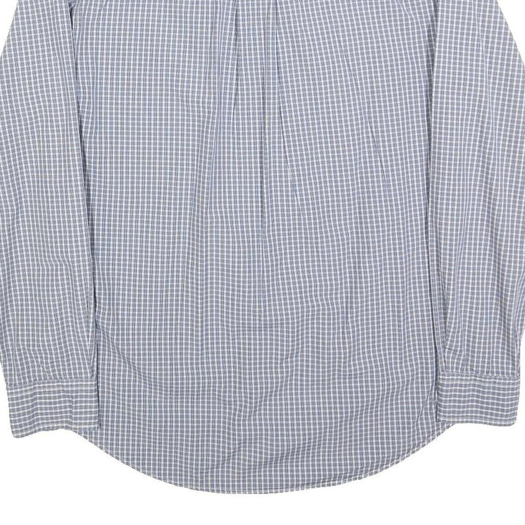 TOMMY HILFIGER Mens Blue Check Shirt L Cotton Blend Long Sleeve Button Collar