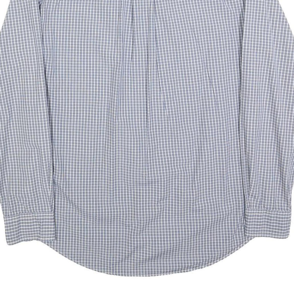 TOMMY HILFIGER Mens Blue Check Shirt L Cotton Blend Long Sleeve Button Collar