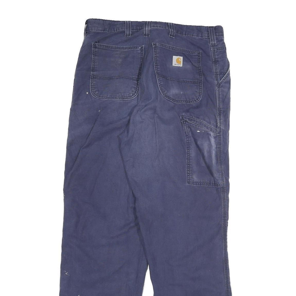 CARHARTT Mens Cotton Blend Blue Workwear Regular Fit Straight Trousers W36 L34