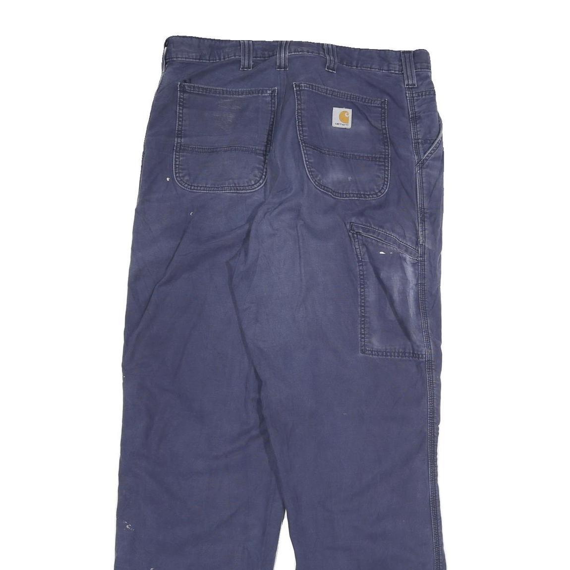 CARHARTT Mens Cotton Blend Blue Workwear Regular Fit Straight Trousers W36 L34