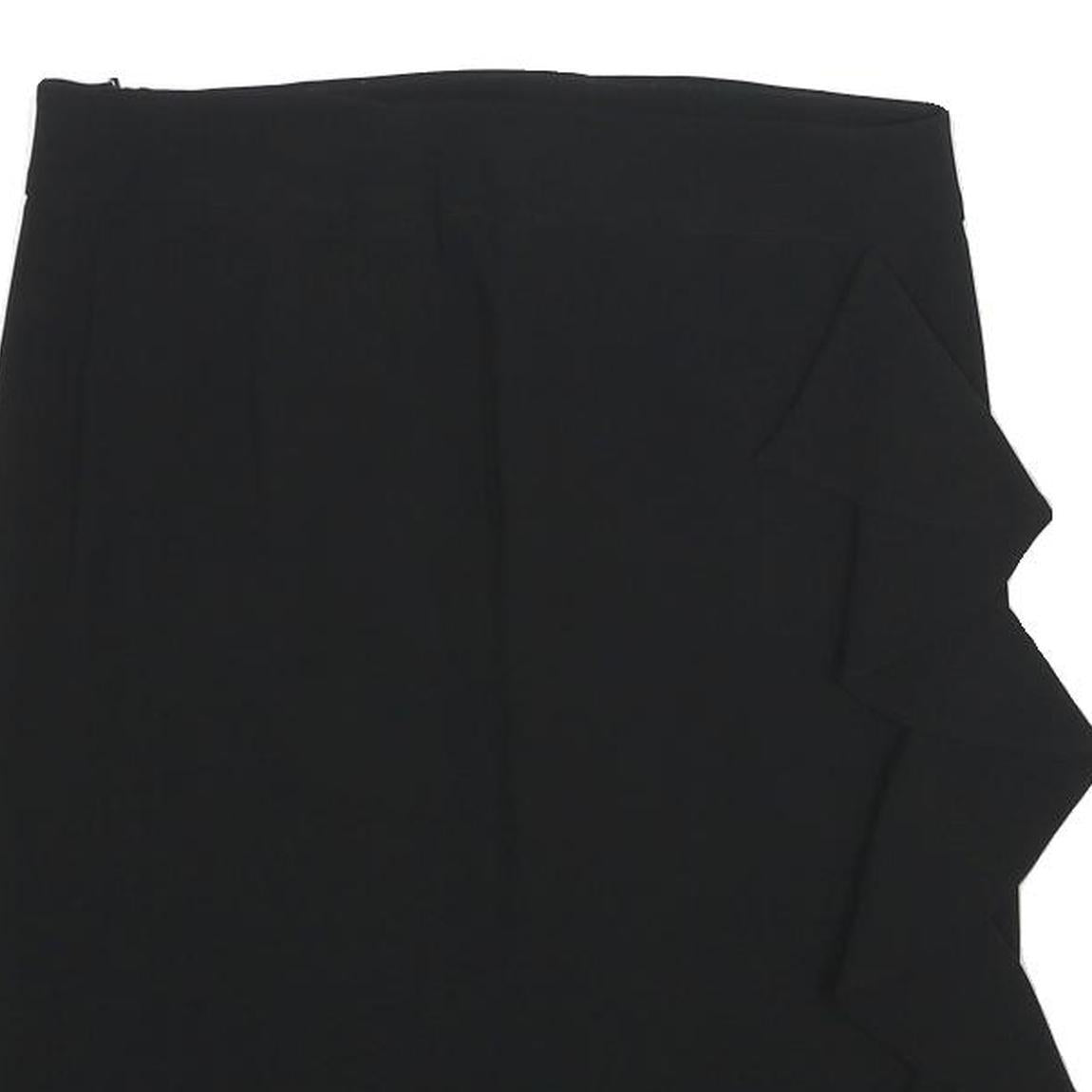 MARELLA Womens Black Pencil Knee Length Woven Skirt UK 8 Ruffle Detail