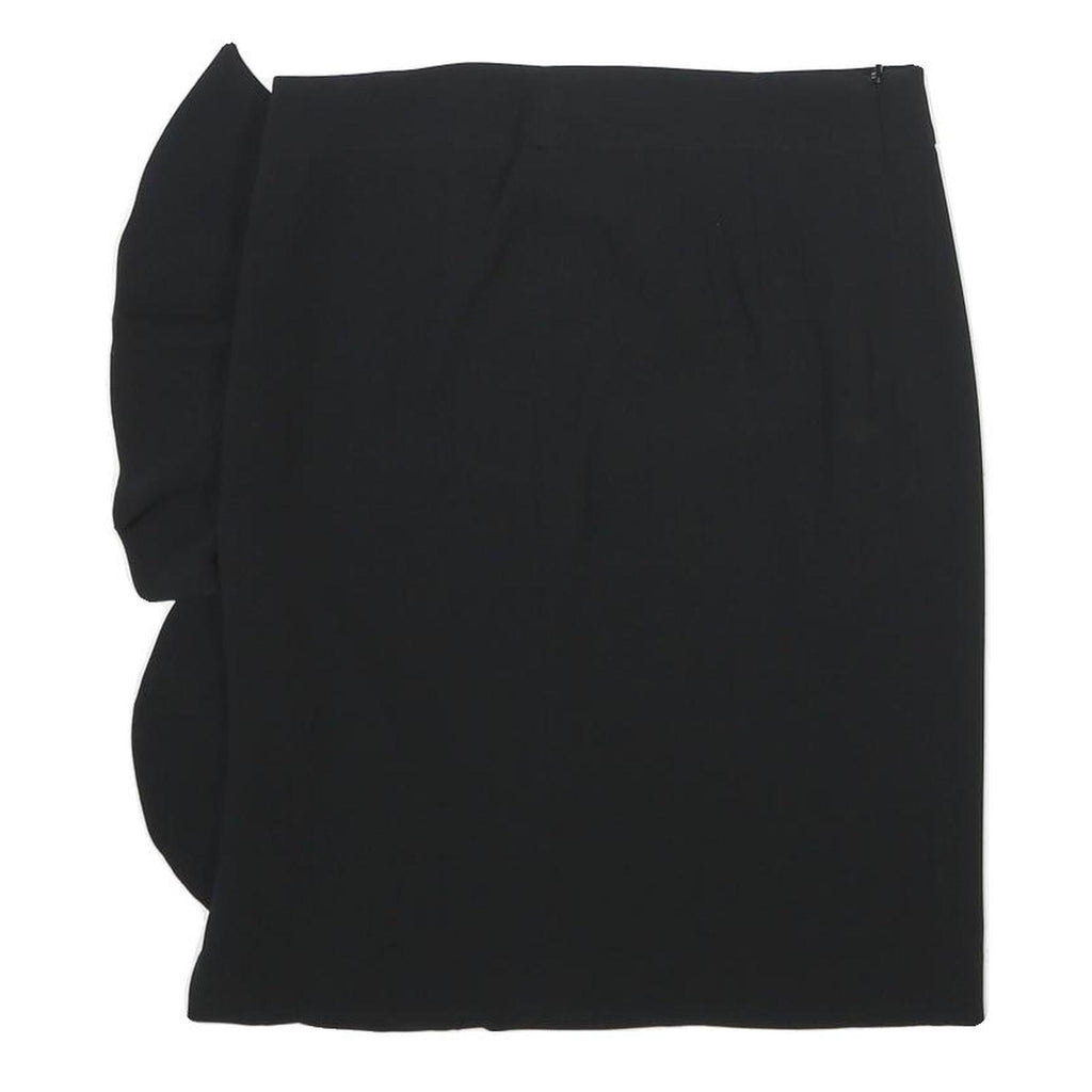 MARELLA Womens Black Pencil Knee Length Woven Skirt UK 8 Ruffle Detail