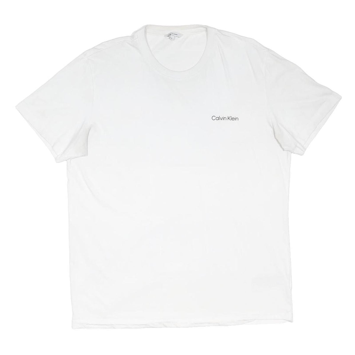 CALVIN KLEIN Mens White XL Plain Short Sleeve Crew Neck Cotton Blend Jersey