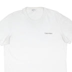 CALVIN KLEIN Mens White XL Plain Short Sleeve Crew Neck Cotton Blend Jersey