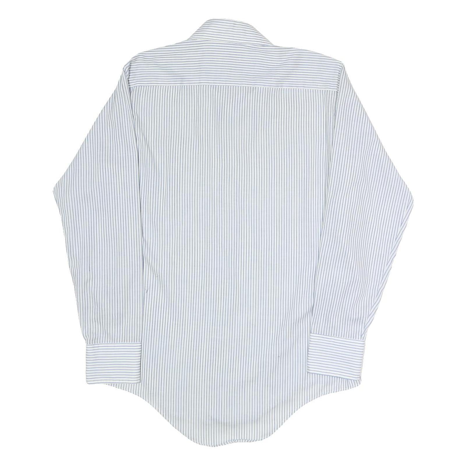 BVD Mens White & Grey Stripe Shirt S Classic Cotton Blend Casual Button Up