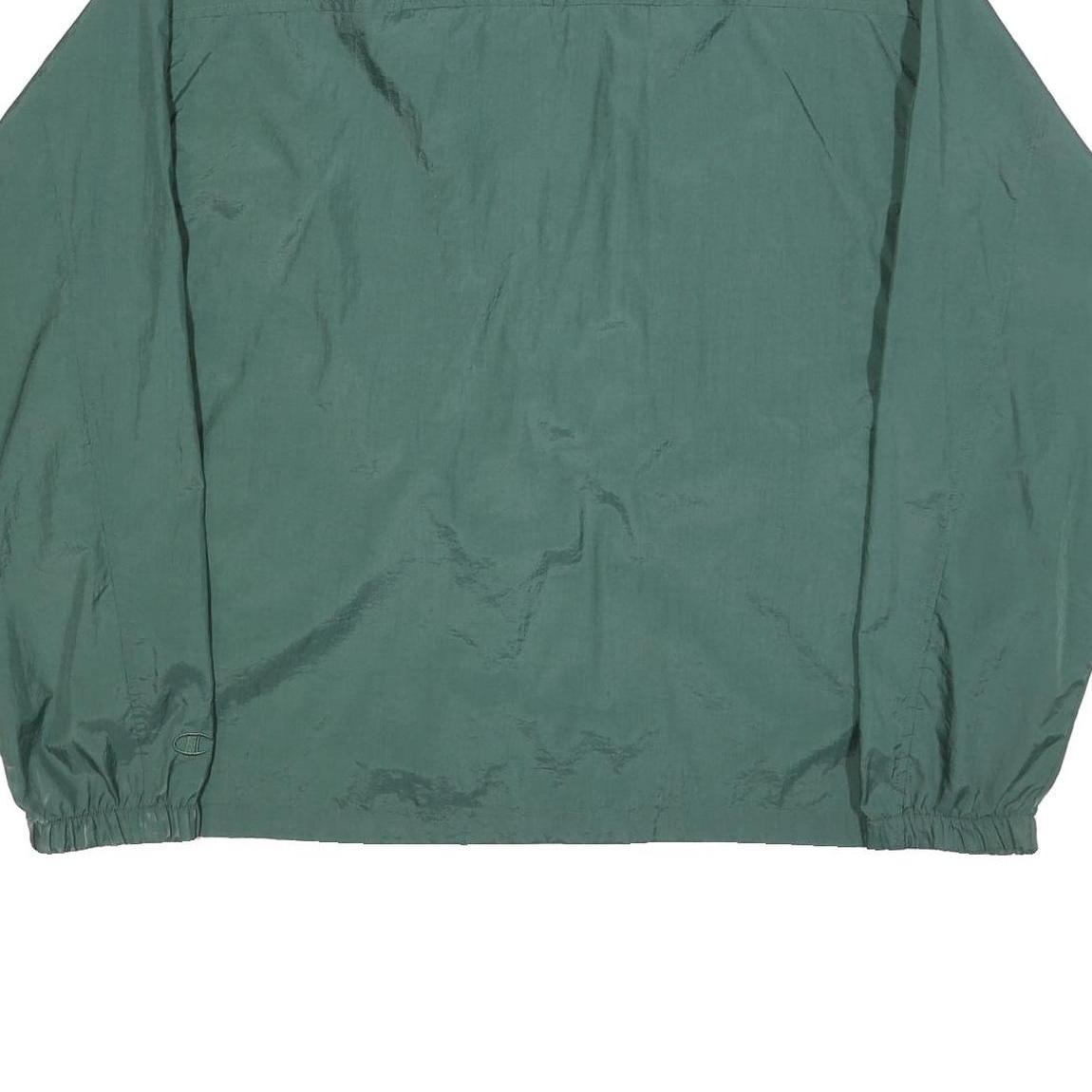 CHAMPION Mens Green Nylon Zip Jacket XL Plain Lightweight Casual Sportswear