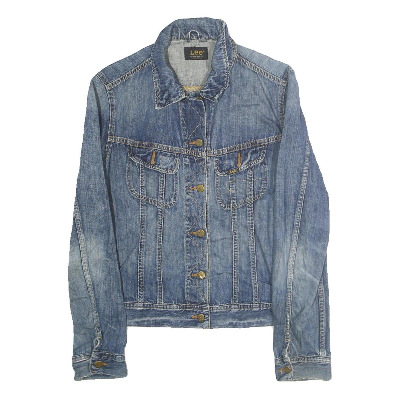 LEE Womens Blue Denim Jacket L Cotton Button Closure Classic Fit Plain