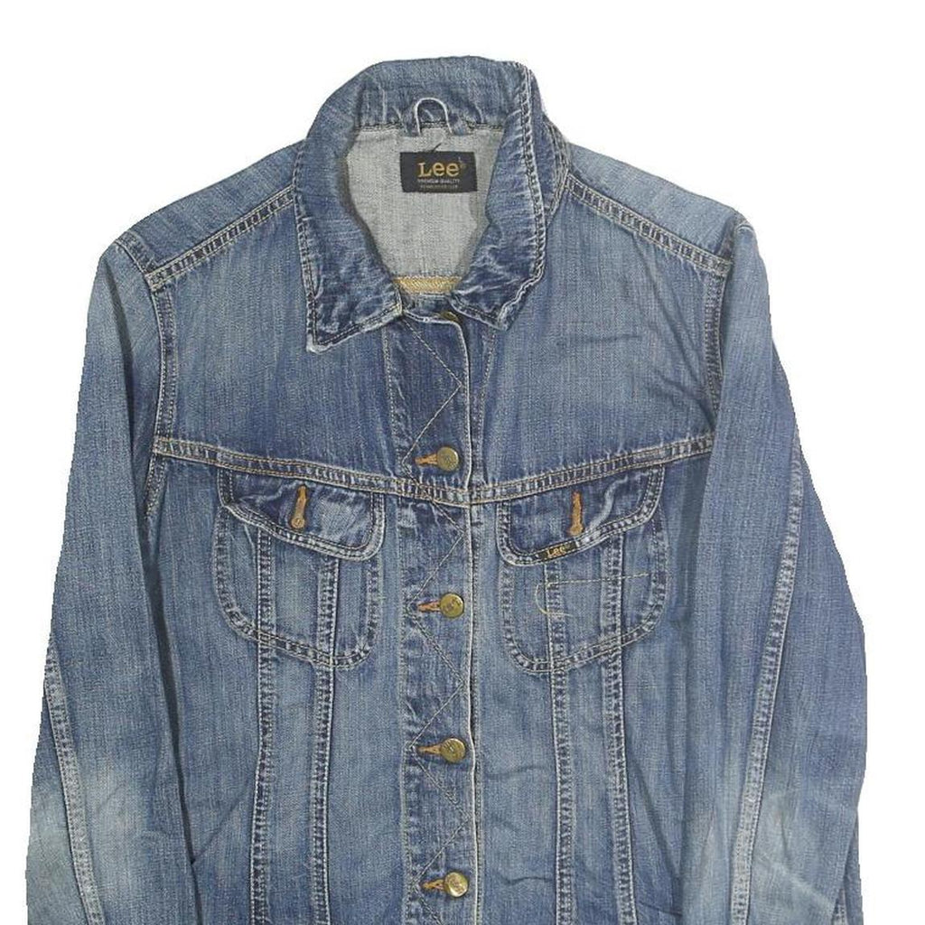 LEE Womens Blue Denim Jacket L Cotton Button Closure Classic Fit Plain