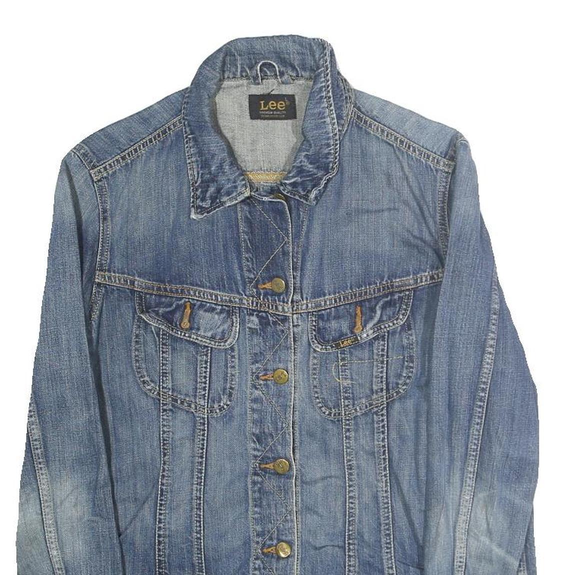 LEE Womens Blue Denim Jacket L Cotton Button Closure Classic Fit Plain