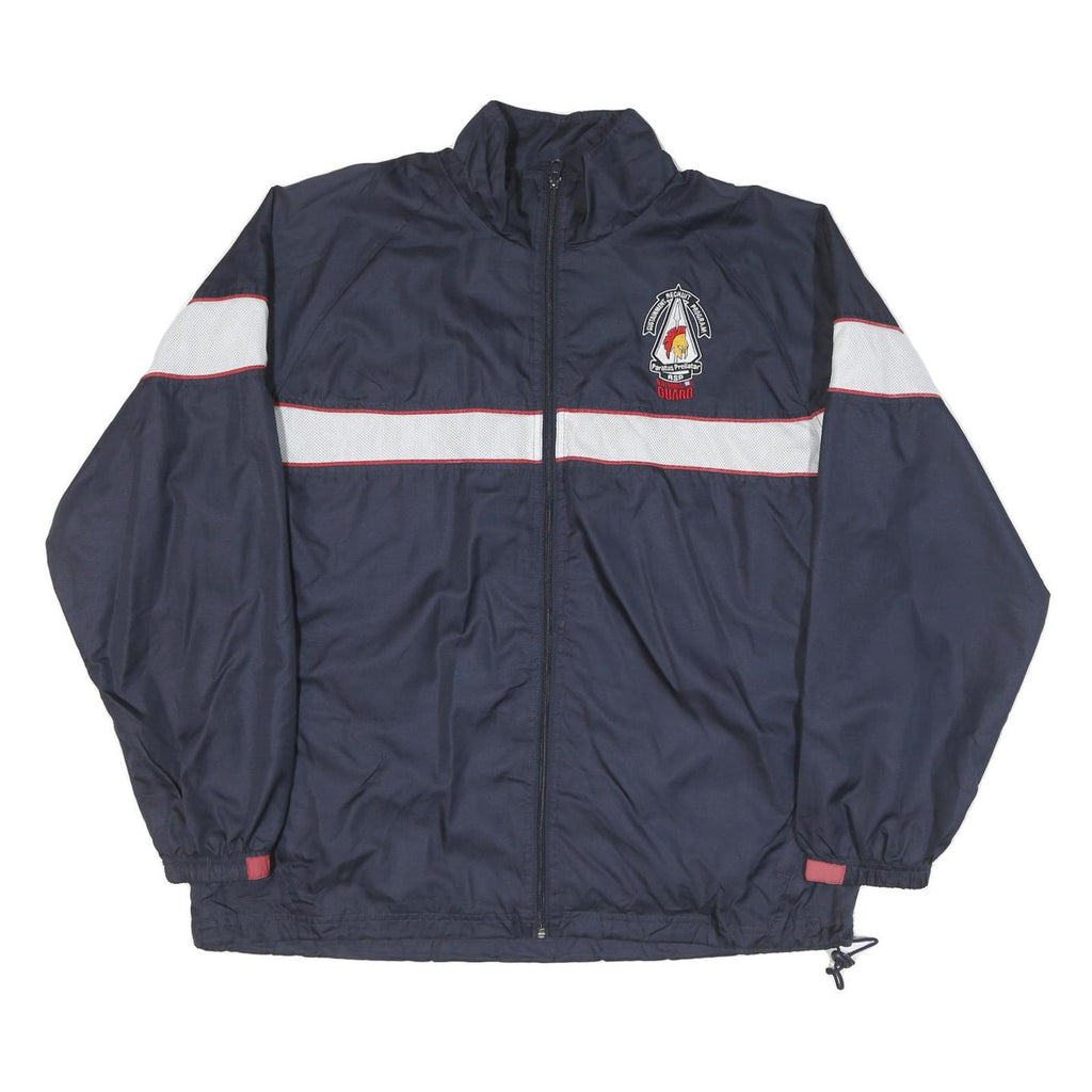 NATIONAL GUARD Mens Navy Blue & White Track Jacket L Polyester Blend Zip