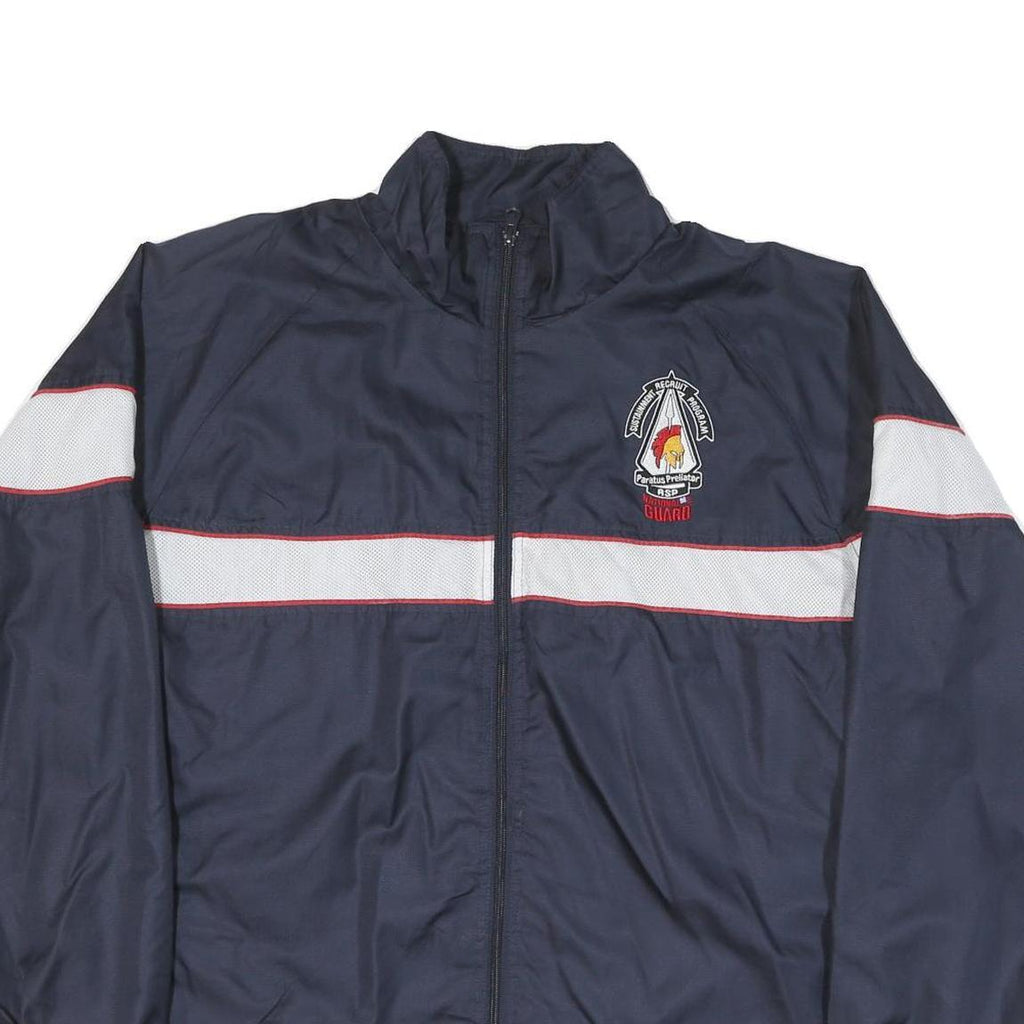 NATIONAL GUARD Mens Navy Blue & White Track Jacket L Polyester Blend Zip