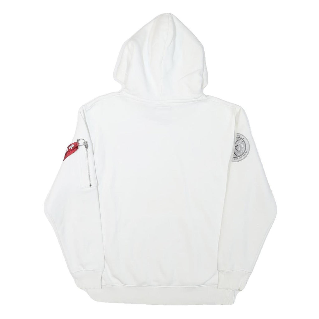 ALPHA INDUSTRIES Mens White NASA Pullover Hoodie M Space Flight Graphic