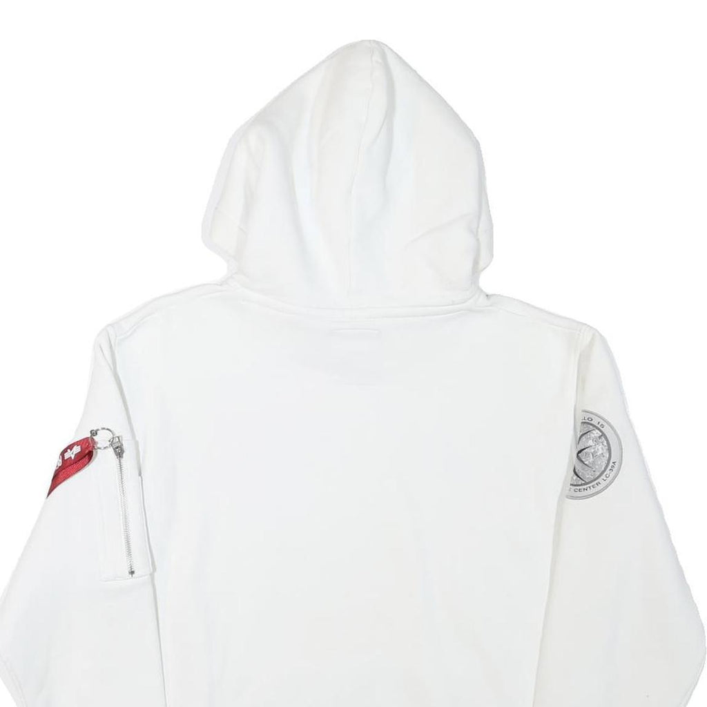 ALPHA INDUSTRIES Mens White NASA Pullover Hoodie M Space Flight Graphic