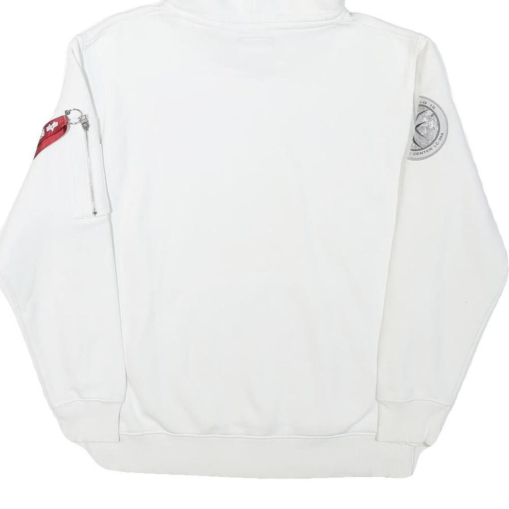 ALPHA INDUSTRIES Mens White NASA Pullover Hoodie M Space Flight Graphic