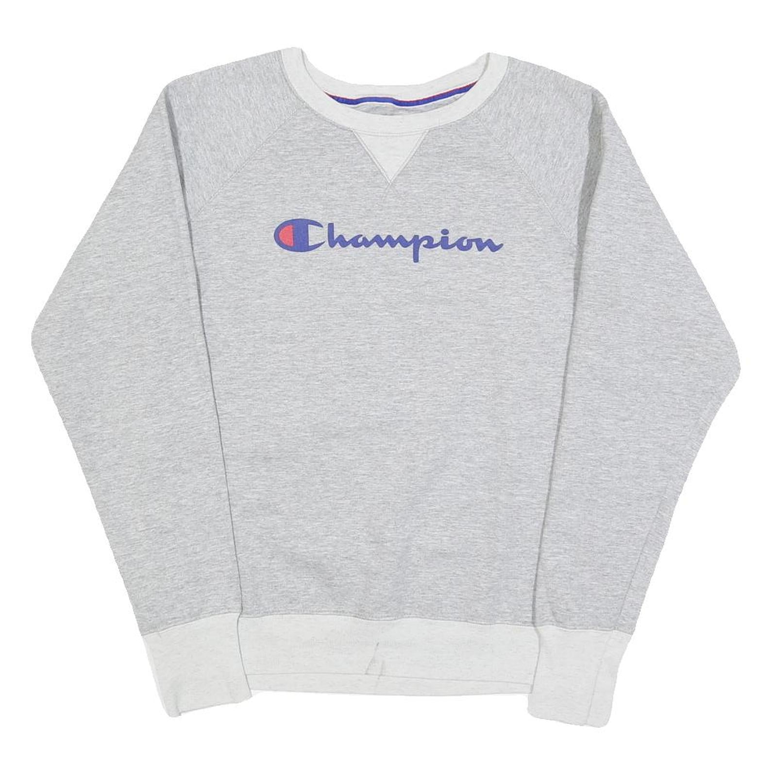 CHAMPION Mens Grey Crew Neck S Cotton Blend Pullover Sweatshirt