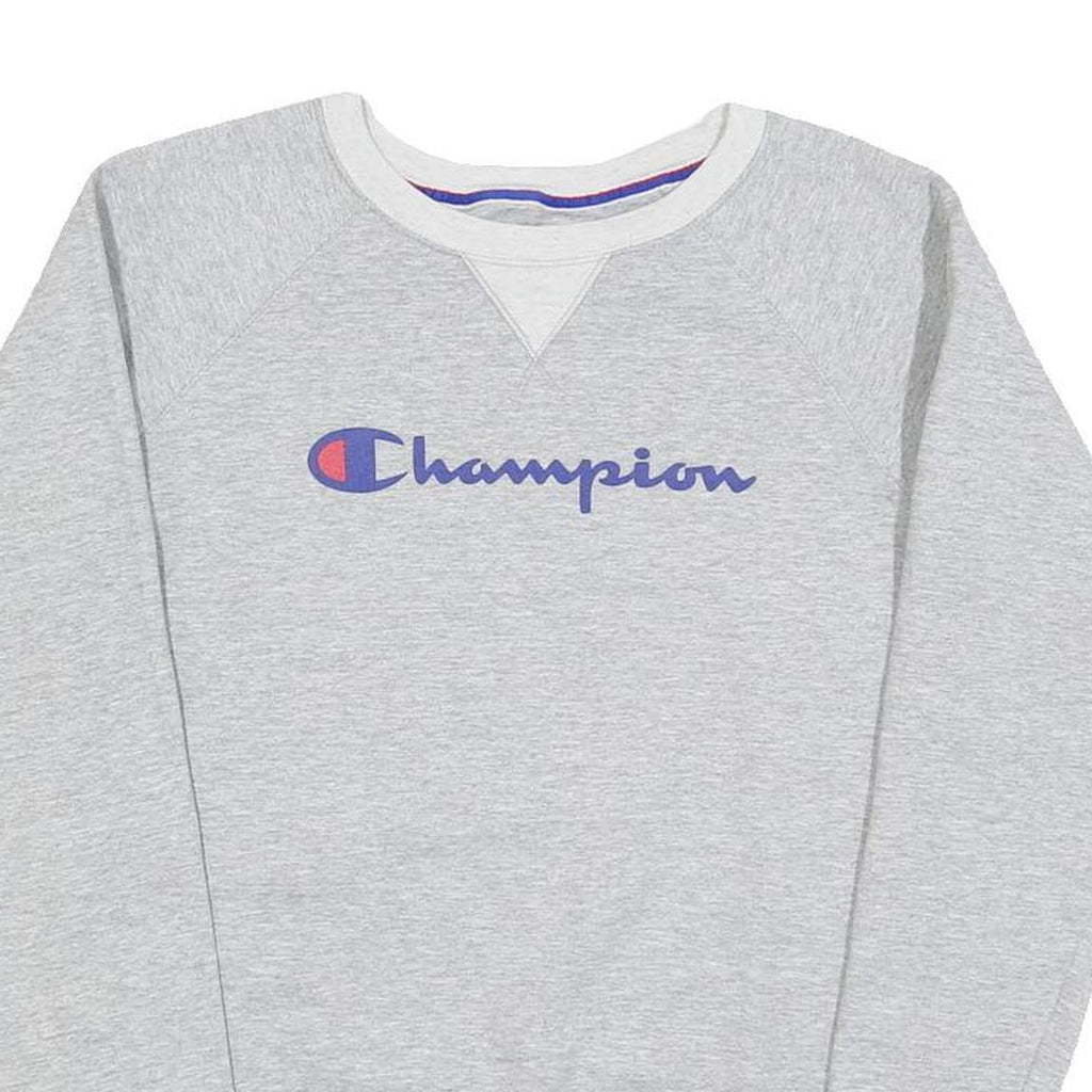 CHAMPION Mens Grey Crew Neck S Cotton Blend Pullover Sweatshirt
